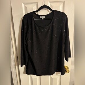 JM Collection Black Textured Top